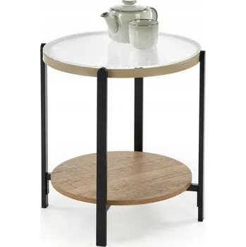 Konferenční stolek Konferenční stolek Halmar kulatý 53 x 53 x 55 cm černý, dub