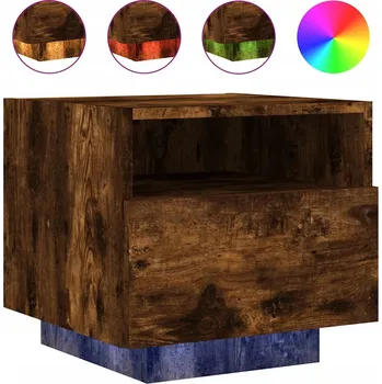 Noční stolek Noční stolek LED RGB, 40x39x37 cm, kouřový dub