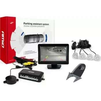 Parkovací asistent AMIO Parkovací asistent TFT01 4,3" s kamerou HD-502-IR 4-senzorové stříbrné