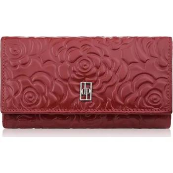 Dámská kožená peněženka velká červená s květinami a RFID ochranou Paolo Peruzzi