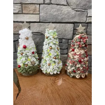 Vánoční dekorace Vánoční stromečky z puffy menší - Barva Barevná