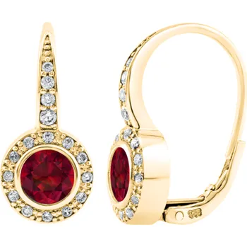 Náušnice Moonlit Elegantní stříbrné náušnice s červenými zirkony pozlacené