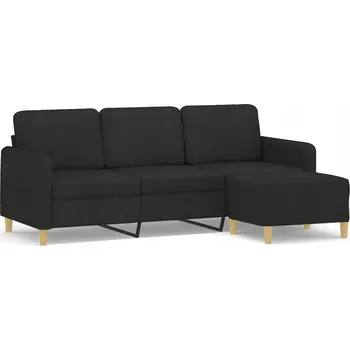 Pohovka Třímístná pohovka s podnožkou, černá, 198x77x80 cm