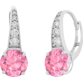 Náušnice Moonlit Stříbrné náušnice s růžovým zirkonem
