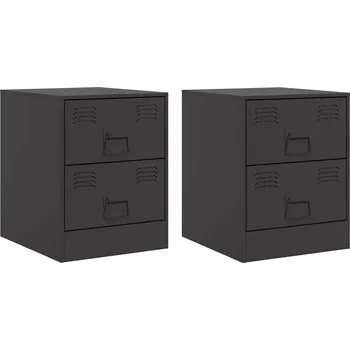 Noční stolek Ocelový noční stolek černý 34,5x39x44 cm