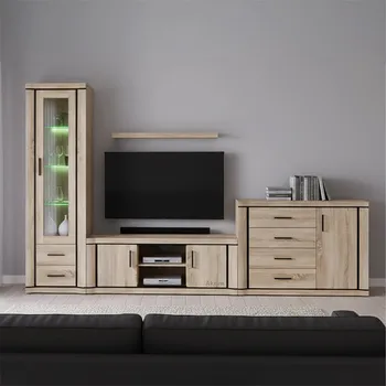 Obývací stěna Obývací stěna DALLAS s | sestava H | 4 díly | 312 cm | sonoma