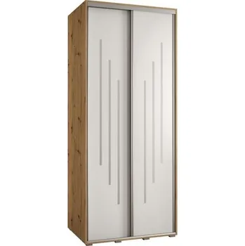 Šatní skříň Šatní skříň s posuvnými dveřmi DAVOS 8, 100cm | DUB Artisan / bílá / stříbrné