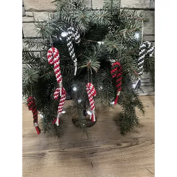 Vánoční ozdoba Vánoční ozdoba - cukrová hůlka/špalek červeno-zelený