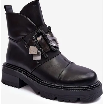 Dámská zimní obuv S. BARSKI Boty Na Plochém Podpatku A Platformě Sztyblety Černé Linestta S. BARSKI černá 2469736
