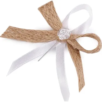 Svatební jutová mašlička / vonička, barva 1 režná přírodní bílá