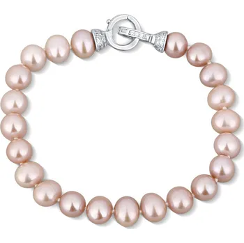 Náramek Moonlit Stříbrný perlový náramek s přírodními růžovými perlami