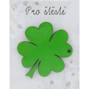 Hračka pro nejmenší Čtyřlístek pro štěstí 10 cm (Dřevěný čtyřlístek v dárkovém sáčku)
