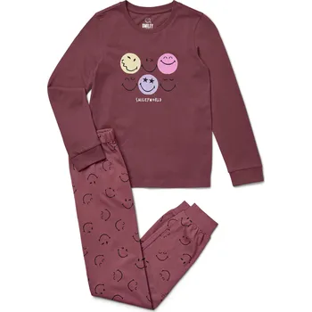 Dívčí oblečení 710650 - Tchibo - Dětské pyžamo Smileyworld® - pro dívky - vel. 122/128 - barva: černá/s potiskem