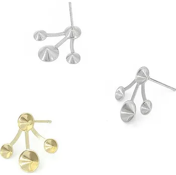 Materiál na výrobu šperku Náušnicové nerezové komponenty s mističkou 1Ks+B - Nerez SL / 1Ks