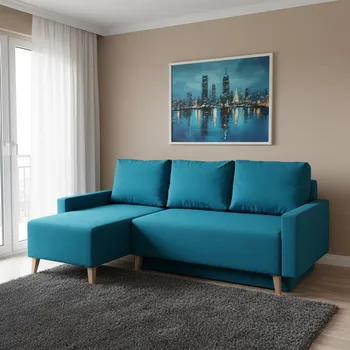 Sedací souprava Sedací souprava OVIEDO | 140x225 | rozkládací + úložný prostor | tyrkysová