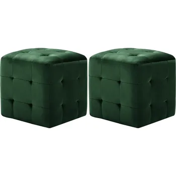 Taburet Taburet zelený sametový 30x30x30 cm - 2 kusy