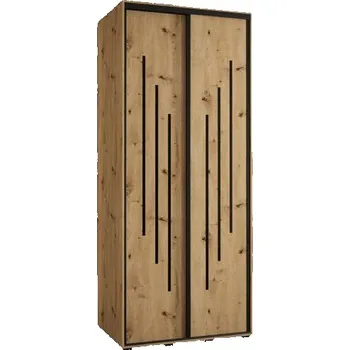 Šatní skříň Šatní skříň s posuvnými dveřmi DAVOS 8, 100cm | DUB Artisan / černé pojezdy