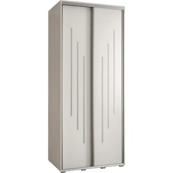 Šatní skříň Šatní skříň s posuvnými dveřmi DAVOS 8, 100cm | Bílá / stříbrné pojezdy