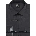 Pánská košile AMJ bavlněná, černá puntíkovaná, VDSR1429, dlouhý rukáv, slim fit, vel. 44