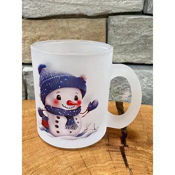 Skleněný hrnek sněhulák