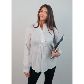 Elegantní těhotenská a kojicí košile Evelyn – bílá s jemným proužkem, bavlněná, dlouhý rukáv Velikost: XL