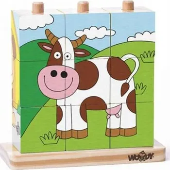 Dřevěná hračka Woody dřevěné Stavebnice 9 kusů farma