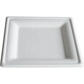 Jednorázové nádobí Kvadratové talíře z cukrové třtiny Contipack 20x20 cm bílé, 50 kusů