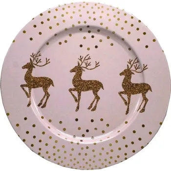 Talíř Talíř plechový dekorační Jelen v růžovém 33 cm 2000260