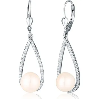 Náušnice Moonlit Elegantní visací stříbrné náušnice s perlou a zirkony – nadčasová sofistikovanost