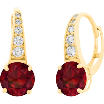 Náušnice Moonlit Stříbrné náušnice s červeným zirkonem pozlacené