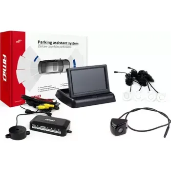 Parkovací asistent AMIO Parkovací asistent TFT02 4,3" s kamerou HD-310-LED 4-senzorové bílé
