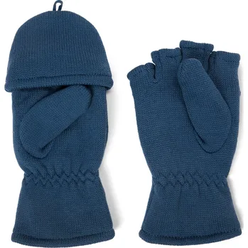 Rukavice 710203 - Tchibo - Dětské odklápěcí rukavice z pleteného fleecu - pro ženy - vel. 134-152 - barva: modrá