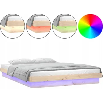 Postel LED Rám postele 120x190 cm borovice borovicové dřevo, barevná světla