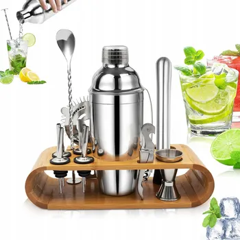 PROFESIONÁLNÍ BARMANSKÁ SADA NA KOKTEJLY SHAKER 12 DÍLŮ + STOJAN