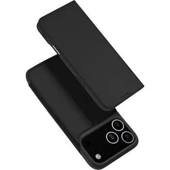 Pouzdro na mobilní telefon Dux Ducis Skin Pro iPhone 17 Pro – černé flipové pouzdro (DUX DUCIS Skin Pro pro Apple iPhone 17 Pro – černé flipové pouzdro, obal, kryt se stojánkem, kapsou na kartu a TPU vaničkou)