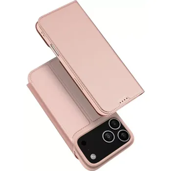Pouzdro na mobilní telefon Dux Ducis Skin Pro iPhone 17 Pro – růžové flipové pouzdro (DUX DUCIS Skin Pro pro Apple iPhone 17 Pro – růžové flipové pouzdro/obal/kryt, stojánek, kapsa na kartu, TPU vana, přesné výřezy)