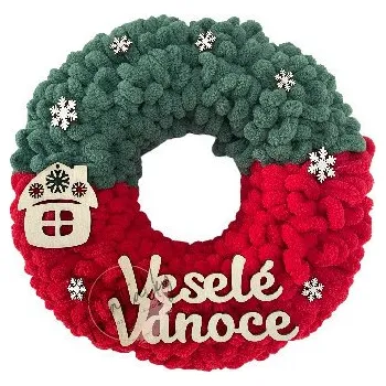 Věnec Vánoční věnec na dveře/zeď zeleno-červený