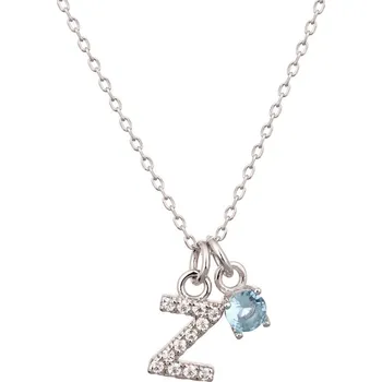 Náhrdelník Moonlit Stříbrný náhrdelník s písmenem Z a modrým zirkonem