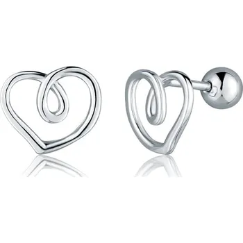Náušnice Moonlit Stříbrné minimalistické náušnice ve tvaru srdce