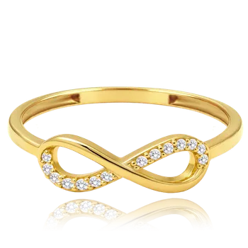 Prsten MINET Elegantní zlatý prsten nekonečno s bílými zirkony Au 585/1000 vel. 61 - 0,90g JMG0266WGR21