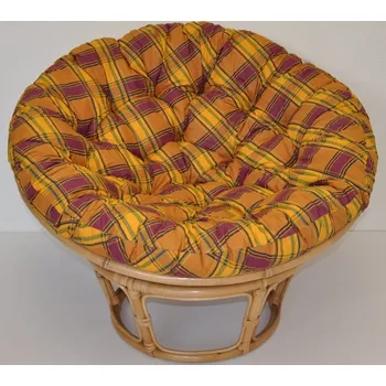 Křeslo Axin Trading s.r.o. Ratanový papasan 115 cm medový - polstr okrová kostka