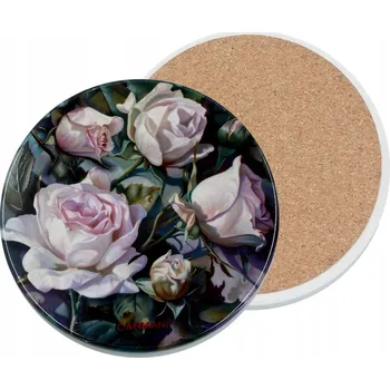 Carmani, keramická kulatá podložka pod hrnek - KVĚTY