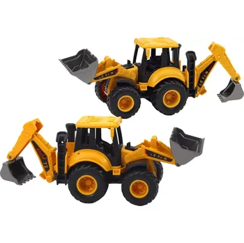 autíčko Lean Toys Stavební vozidlo Bagr Dvě lopaty seřízení žlutá