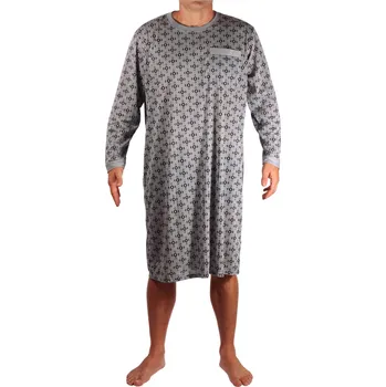 Pánská noční košile New Fashion Bohouš pánská noční košile dlouhý rukáv 3XL šedá