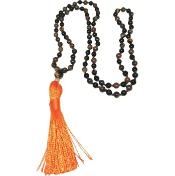 Náhrdelník Japa Mala z tygřího oka s třapcem