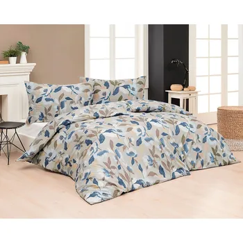 Povlečení Povlečení Matějovský MARION, květinový vzor, modro-béžové, krep, 140x200cm + 70x90cm