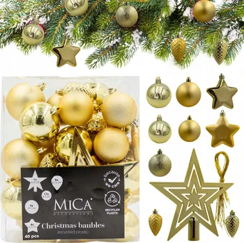 Vánoční dekorace VÁNOČNÍ KOULE DEKORATIVNÍ PLASTOVÉ OZDOBY BEZPEČNÉ 40 KS