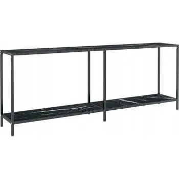 Konferenční stolek Konzolový stolek z tvrzeného skla a oceli - černý, 200x35x75,5 cm