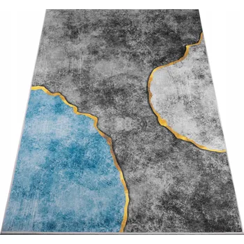 Koberec KOBEREC DO OBÝVÁKU 160x220 CM HNĚDÝ MODRÝ VINTAGE RETRO PROTISKLUZOVÝ