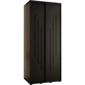 Šatní skříň Šatní skříň s posuvnými dveřmi DAVOS 8, 100cm | Černá / černé pojezdy